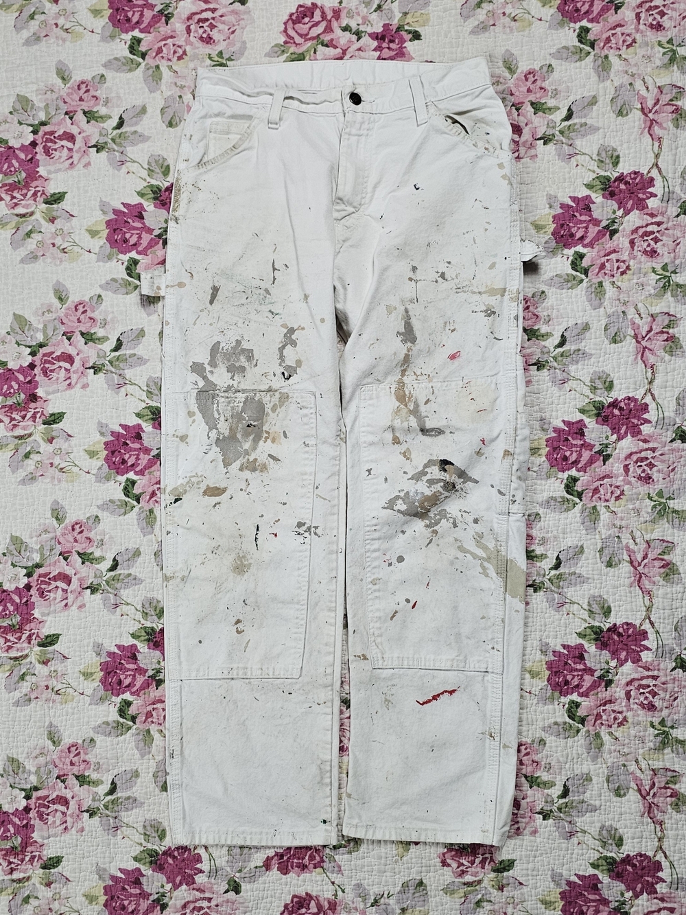 Dickies Double Knee Carpenter Utility Pants Paint Splatter 29×27.5